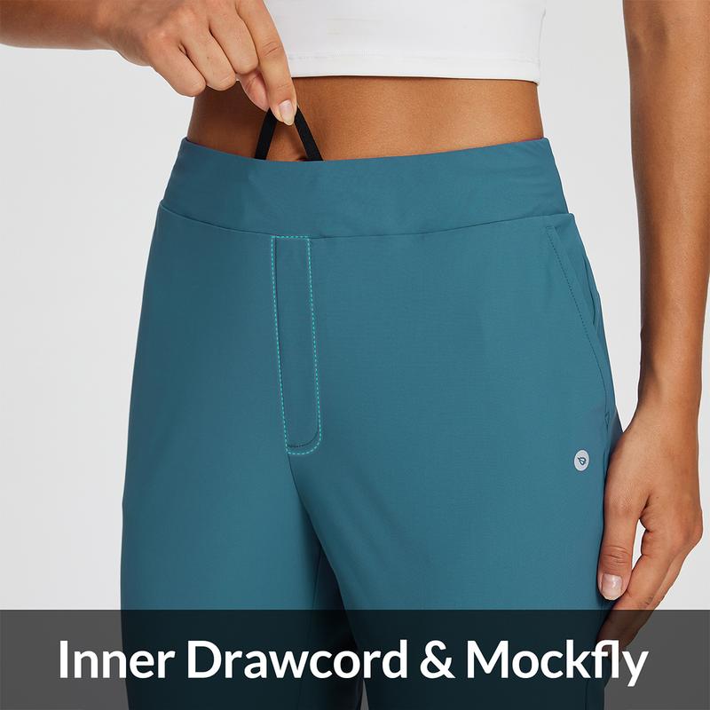 baleaf Women's Lightweight Breathable Soft 26"/27" Ankle Pants Business Casual Summer Silky with Zipper Pockets Stretch Petite Golf Work Bottoms UPF50 School Interview Outfit Athletic Dress Pants