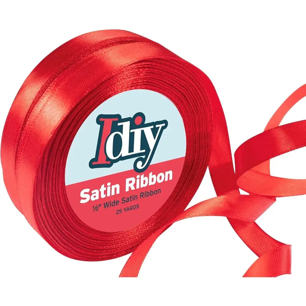 Idiy Satin Ribbon - (2 Pack) 1/2, 25 Yards, Red - Great for DIY Crafts, Gift Wrapping, Wedding Decorations, Sewing Projects, Party, Decorative Embellishments, Hair Bows, Baby Showers, and More!