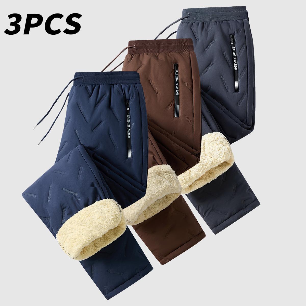 Men’s Warm Thermal Winter Snow Pants Ideal for Workouts & Outdoor Activities Machine Sweatpants Men Perfect for Extreme Cold Weather Layered Solid Color Design Regular Fit Menswear Top Stylish Trousers Men’s Casual Plain drawstring waistband