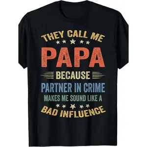 Funny Grandpa Shirts Papa Partner In Crime Dad T Shirt