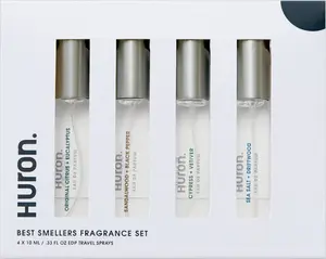HURON Fragrance Discovery Set | 4 Travel Eau de Parfum Sprays | Citrus, Woody & Fresh Scents | Giftable 10ml Cologne Sampler