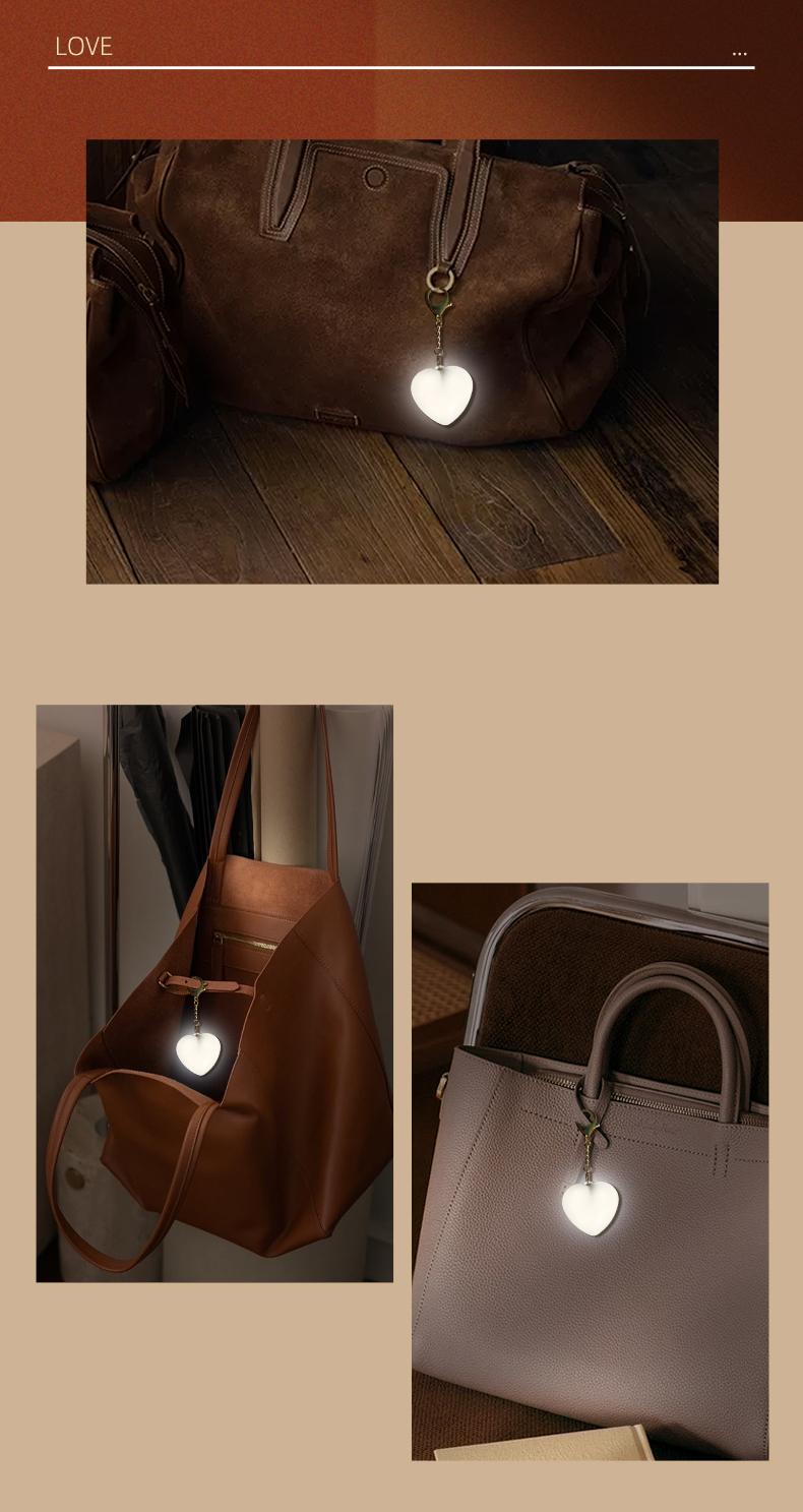 Love Wallet Tote Bag Touch Sensing Light Leather Handbag with Chain Strap for Women Heart-Shaped Illumination Functional & Stylish Accessory