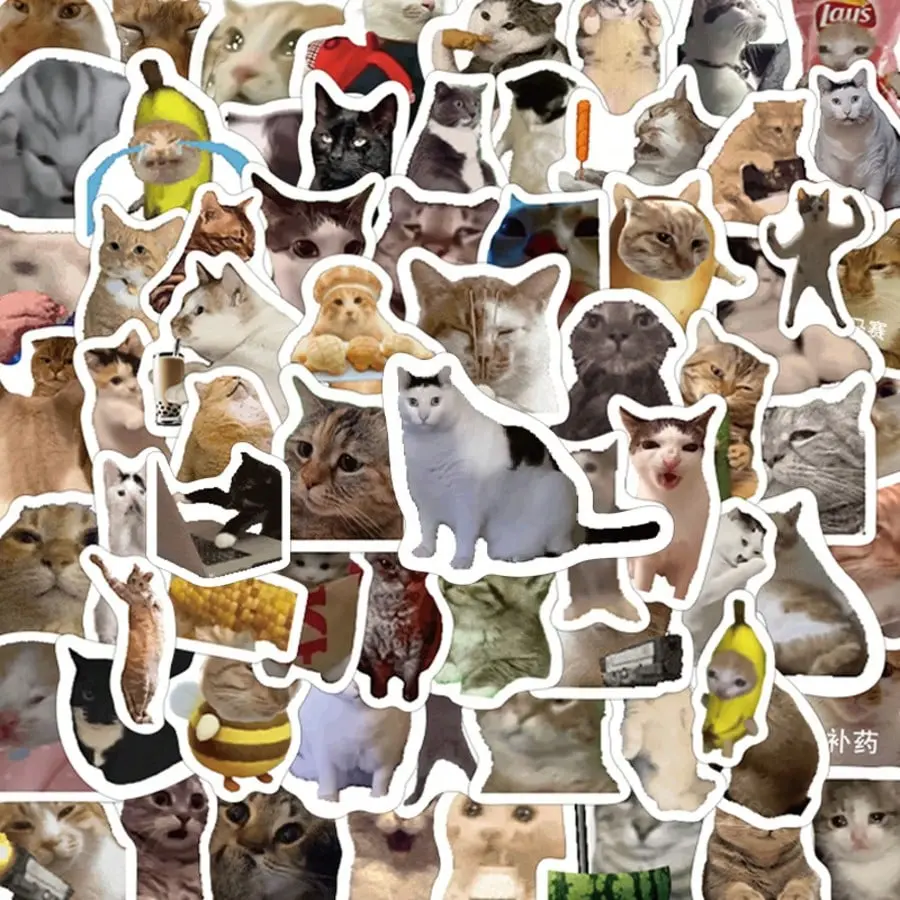 100-Piece Cute Cat Vinyl Stickers, Waterproof & Reusable Pack for Laptops, Luggage & Water Bottles, Easy to Apply Random Assortment for Sharing & Decorating, Cute Stickers, Water Resistant, Brighten Your Day