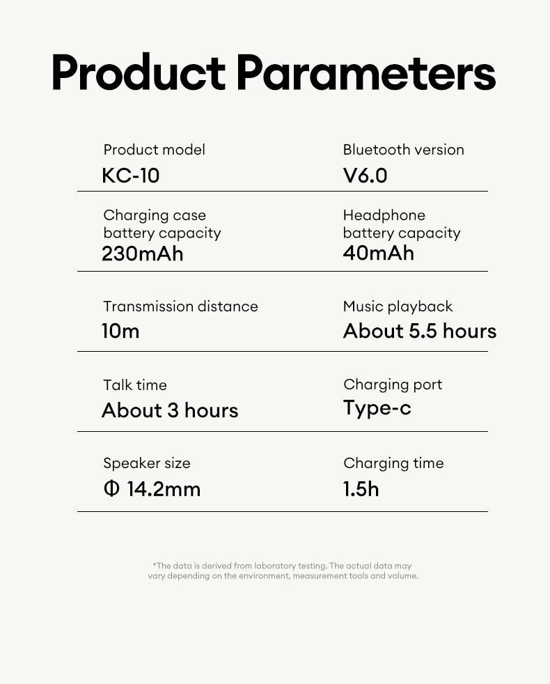 PAXA KC-10 Wireless Headphones with bluetooth 6.0 OWS Waterproof Sport Headsets Noise Reduction Headphones With Mic Earbuds Audio Electronic