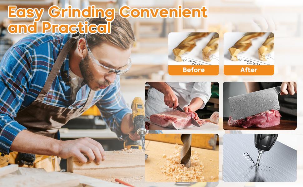 Multipurpose Drill Bit Sharpener | 2026 New Version For All Drill Bits, Power Drill Bit Sharpener / Drill Press Sharpening System (Orange)