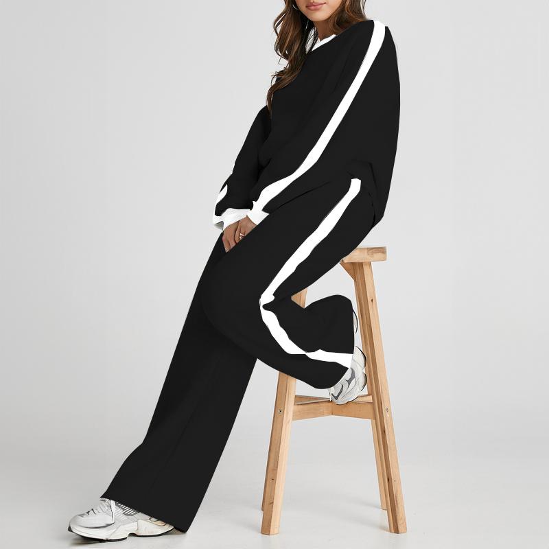 USBOUTIQUE CHIC Women's 2 Piece Outfit Fleece Sweatsuit Casual Lounge Matching Sets Crewneck Loose Fit Cozy Sweatshirt & Straight Leg Sweatpants Womenswear TikTokShopfalldealsforyou