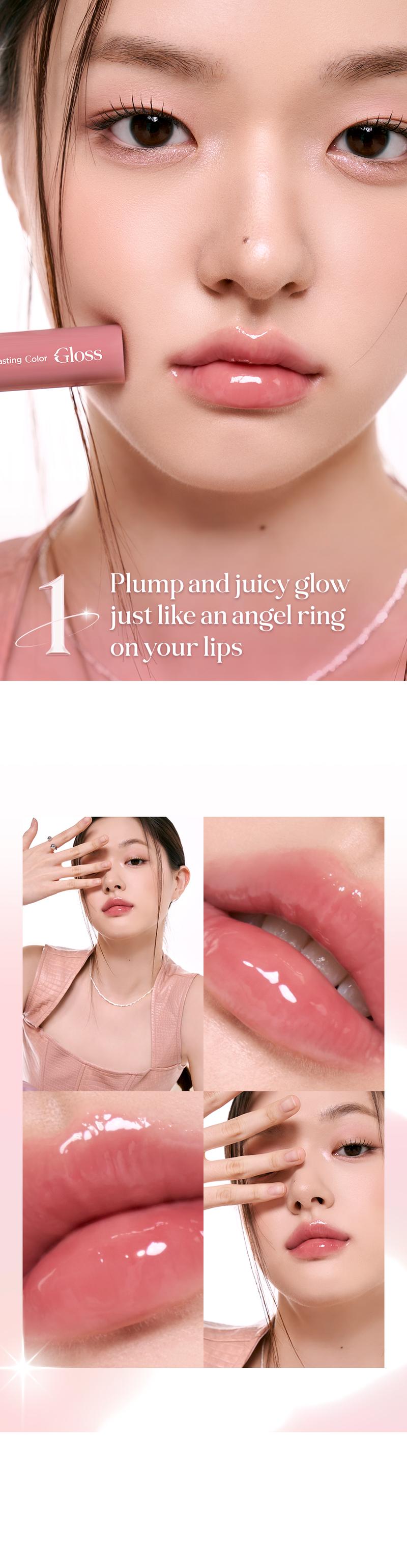 [rom&nd Official Shop] rom&nd Glasting Color Gloss 4g Plumping Volume Bunny Tongue Lips Glazed Glass Lightweight Glowy Vivid Transparent Glossy