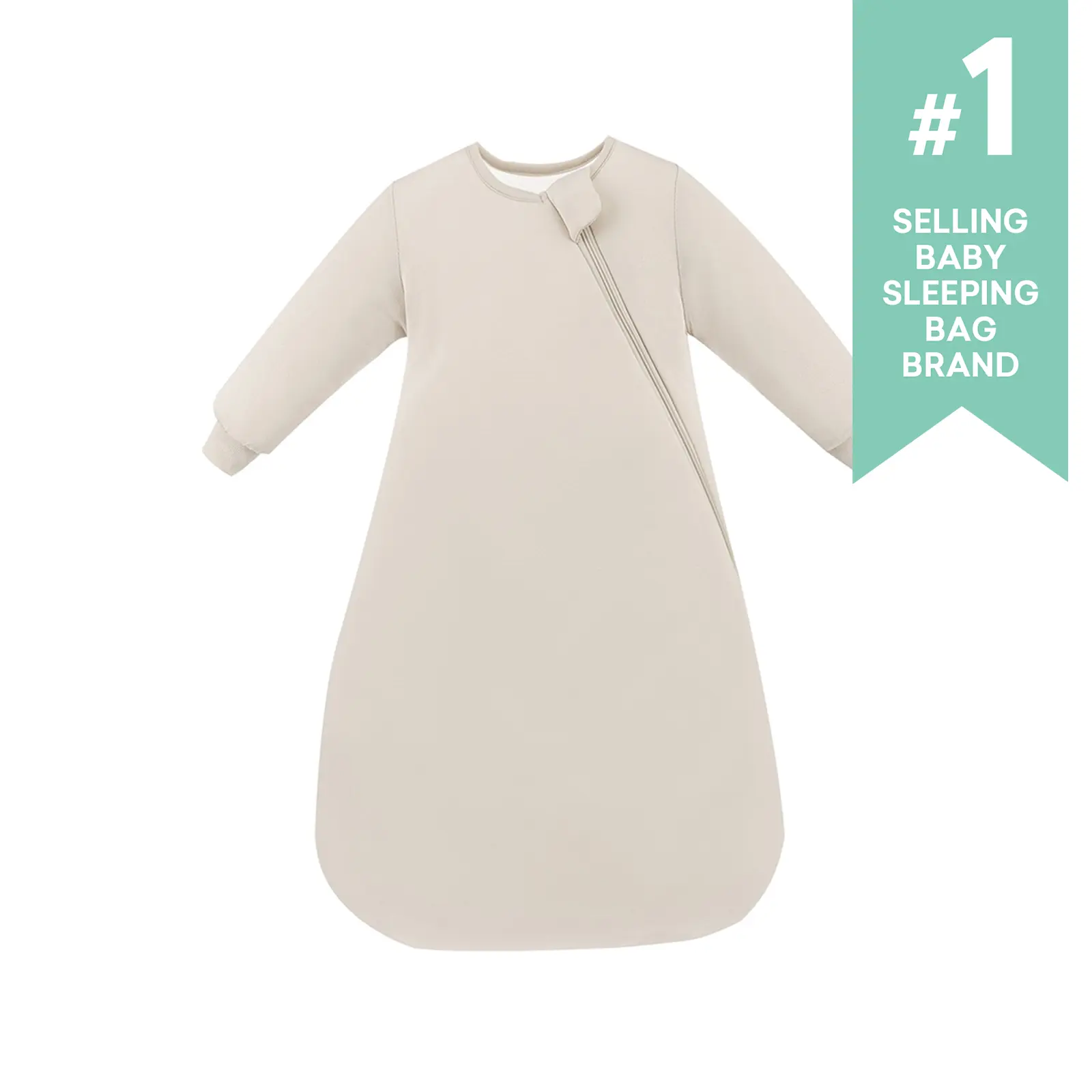 PurComfy Supersoft Long Sleeve Sleep Sack, 1.0 TOG Bamboo Viscose Baby Sleeping Bag, 2-Way Zipper Baby Sleep Sack with Sleeves, Wearable Sleep bag for 3-24Months Baby