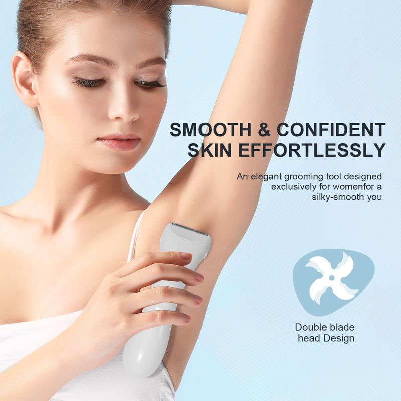 Smooth & Safe Electric Shaver for Women, Rechargeable Dry Use Razor for No Nicks & Bumps on Legs, Underarm, Bikini Area, Gentle Lady Shaver