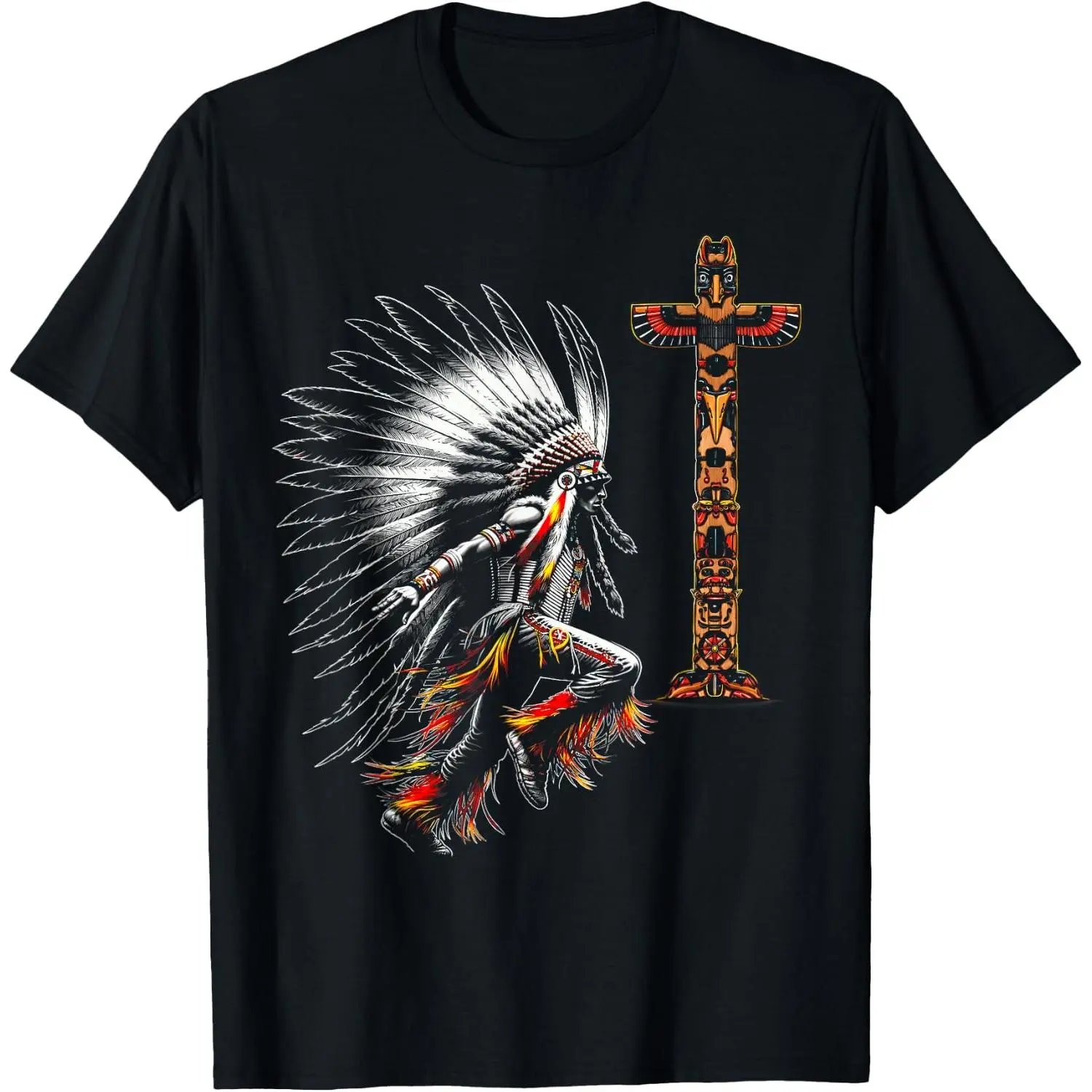 100%cotton Indian Chief Native American Pride Drawing Native American T-Shirt