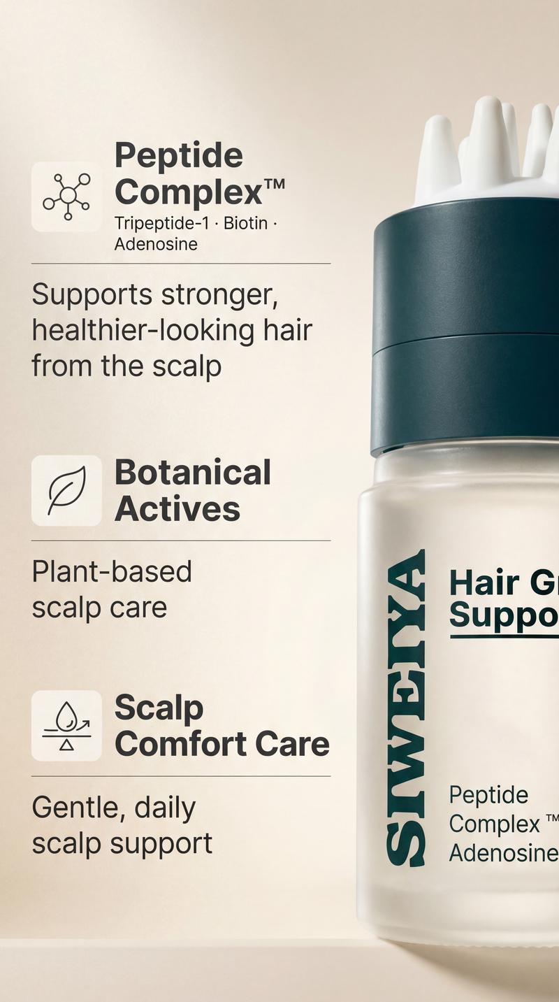 Korean Hair Growth Scalp Serum — Peptide Complex Formula for Thinning Hair, Supports Fuller-Looking Strands, Plant-Based Bio-Active Care to Strengthen Roots & Soothe Scalp