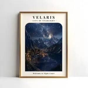 Velaris Digital Style Art: Velaris Aesthetic Unframed Poster - Night Court City of Starlight Art - ACOTAR SJM Series Decor - Fantasy Kingdom Wall Art