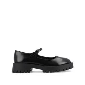 KAMIE LUG SOLE MARY JANE FLATS IN WIDE - Black PU