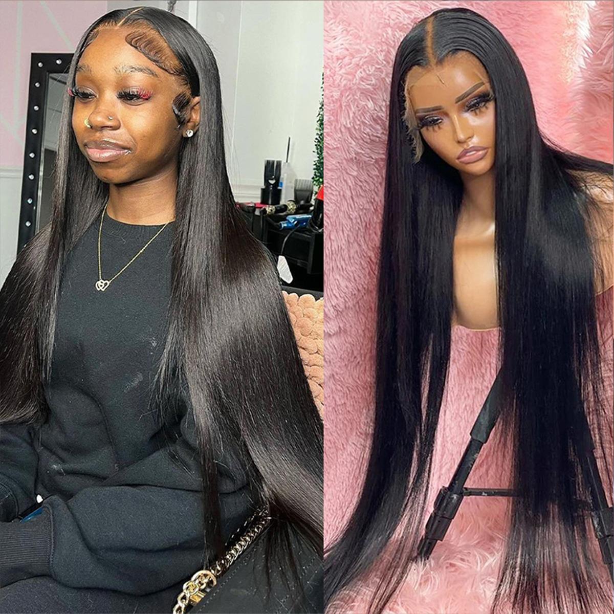 [30" = $114] Straight Human Hair Wigs 13x6 Transparent Lace Front Wigs Brazilian Natural Hair Wig Sale Pre Plucked 13x4 HD Lace Frontal Wig 180% summervibes