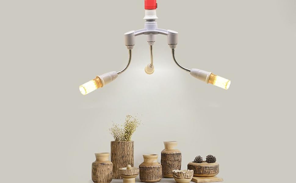 WESECUU Adjustable E27 Socket Adapter 360° Rotatable Extension for LED Grow Lights & Home Fixtures - Flexible Bulb Holder Extender