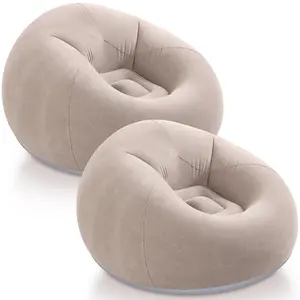 Lazy Person Inflatable Sofa Chair, Soft Comfortable Bean Bag, Flocked fiber cushion, Indoor Outdoor Reading Couch, Living Room & Camping, Beanbag