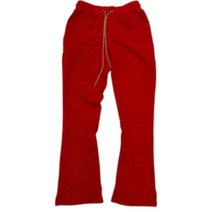 Rebel - Flare Crystal Strings Sweat Pants - Charcoal Red  - 425