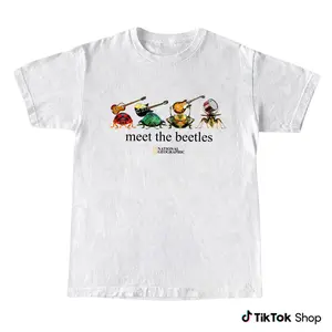 National Geographic “Meet the Beetles” Vintage Graphic Tee, Reprint Nature Insect T-Shirt, Unisex Short Sleeve Cotton Shirt, Casual Streetwear Nature Lover Gift