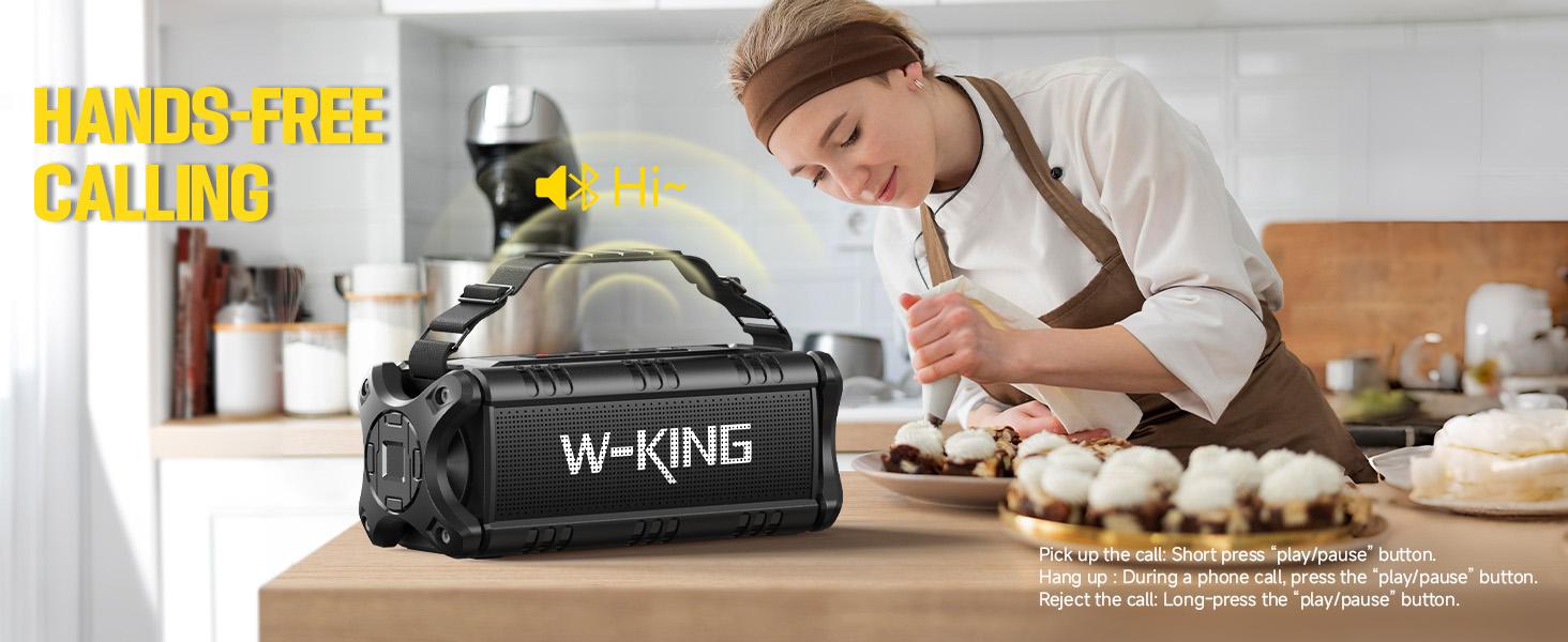 W-KING Bluetooth Speaker, 90W Max Loud Portable Speakers Bluetooth Wireless, IPX6 Waterproof Outdoor Speaker with 50W Deep Bass/2 Powerful Subwoofer/40H/Power Bank/EQ/TF/AUX/NFC for Pool/Party/Travel Rechargeable Audio