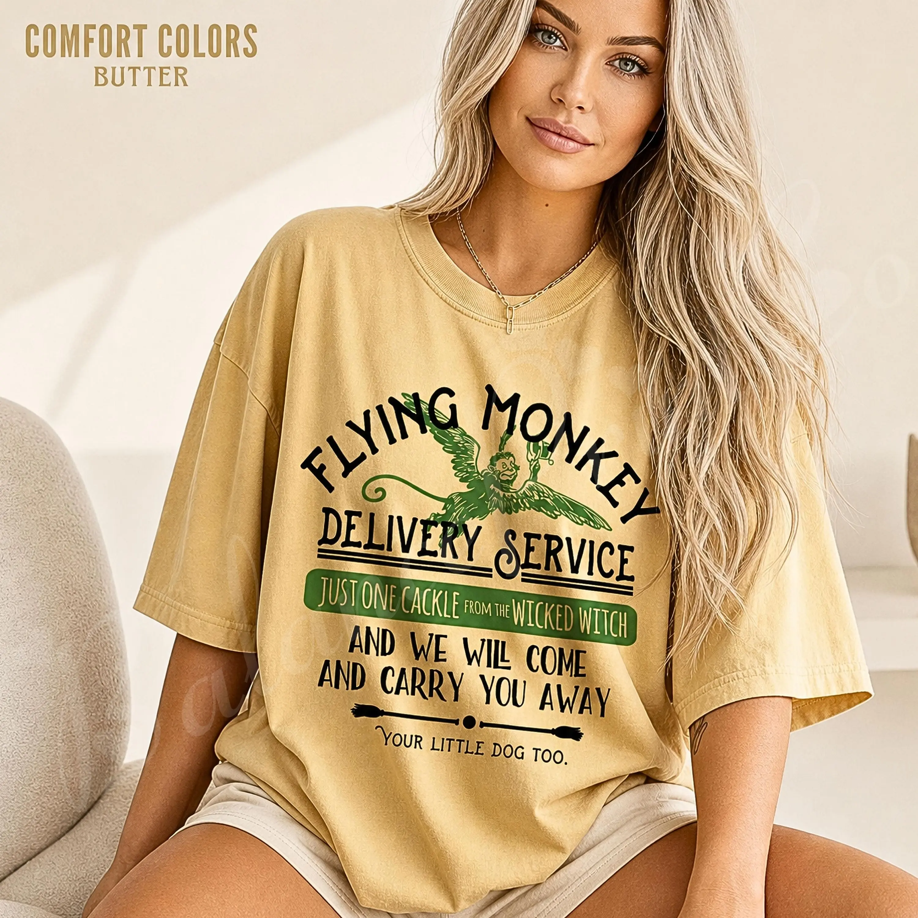 Flying Monkey Delivery Service Shirt Comfort Colors, Wicked Witch Wizard of Oz Inspired Halloween Graphic Tee, Vintage Spooky Women’s T Shirt sohochic