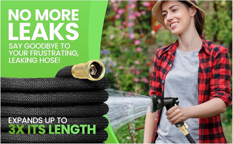 100FT Expandable Garden Hose,Heavy Duty Superior Strength,4 -Layer durable collapsible Latex Core,Extra Strong Brass Connectors ,lightweight flexible water hose