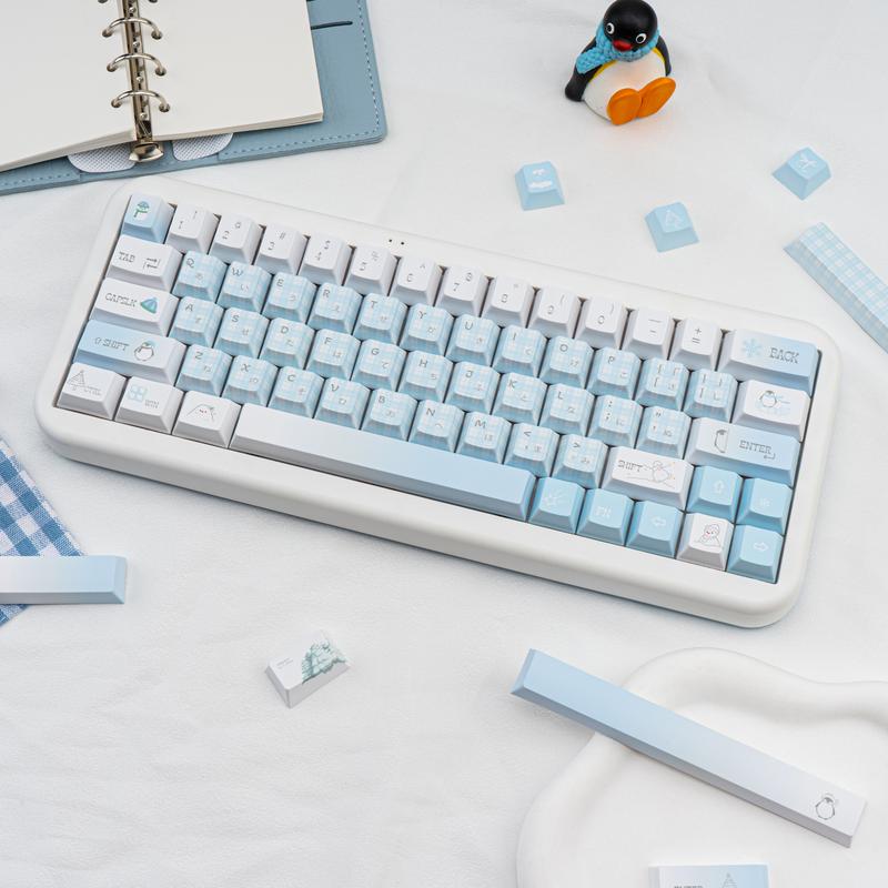 Ergonomic keycaps COOMICKEY Creamy Keycaps Set 145 Keys PBT Dye Sublimation Snowman Shape Blue Custom Keycap for 61/64/87/104/108 Cherry MX Switches ISO ANSI Layout Mechanical & Gaming Keyboard