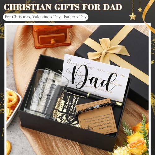10 Pcs Valentine Gift for Men Dad Gift Set with Leather Tray Tumbler Toiletry Travel Bag Sock Scented Candle Wood Knife, Leather Gift Box From Son Daughter Wife for Father's Day Holiday Anniversary Birthday