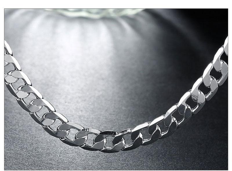 Men's Silver Color Necklace 2/4/6/8/10/12MM 40-75cm Face Chain Necklace Lobster Clasp Men Women Engagement Jewelry Gifts