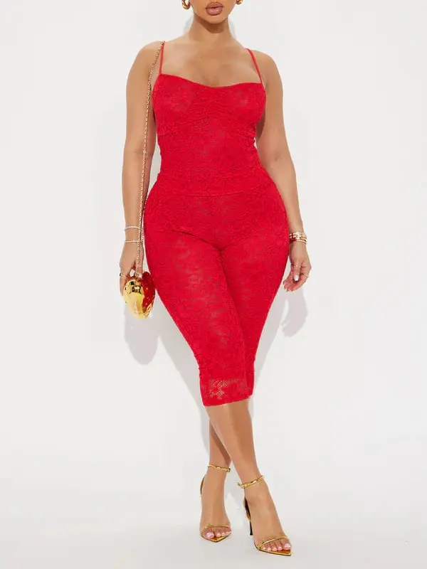 Victoria Lace Capri Set - Red - TikTok Shop Victoria Lace Capri Set - Red - TikTok Shop