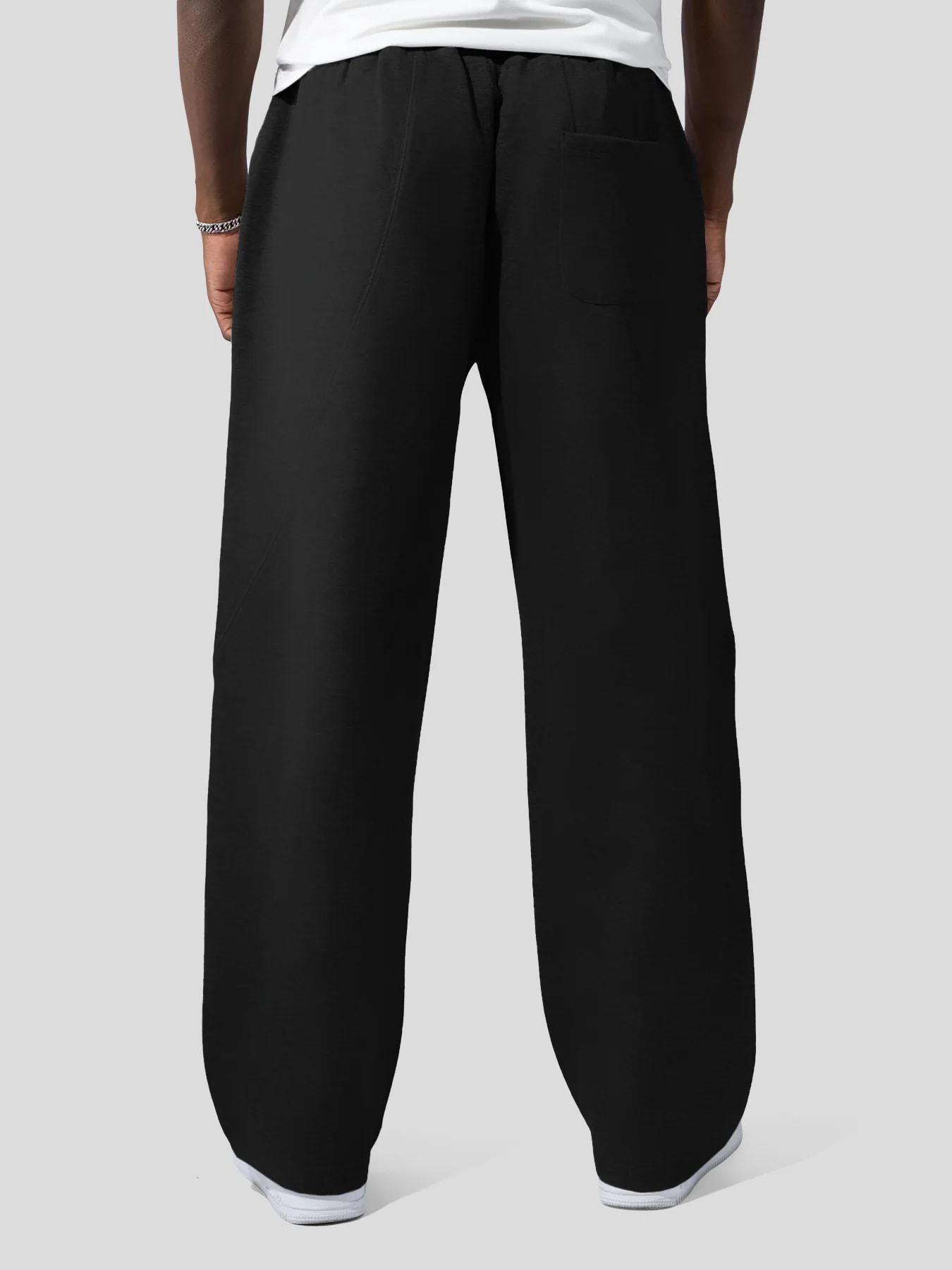 Fioboc Men‘s CozySpacer Fall Drawstring Wide Leg Pants Curved Design