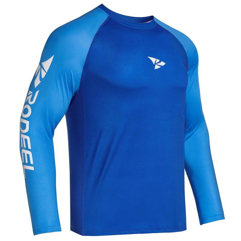 RODEEL 912 Long Sleeve Shirts w/ Fish Print Men UPF 50+ Sun UV Protection Lightweight Quick Dry Moisture Wicking Breathable Cooling Athletic Activewear for Outdoor Sport Gym Workout Fishing Hiking Running Boating Construction, Holiday Gift