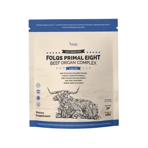Folqs Primal Eight - Grass-Fed Beef Organ Complex - 8 Whole Organs - 180 Capsules