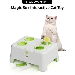 Happycode Magic House Interactive Cat Toy An interactive cat toy designed for indoor cats Feather toy with 3 modes Rechargeable four-hole mole cat toy Kitten cheese box Cat gift