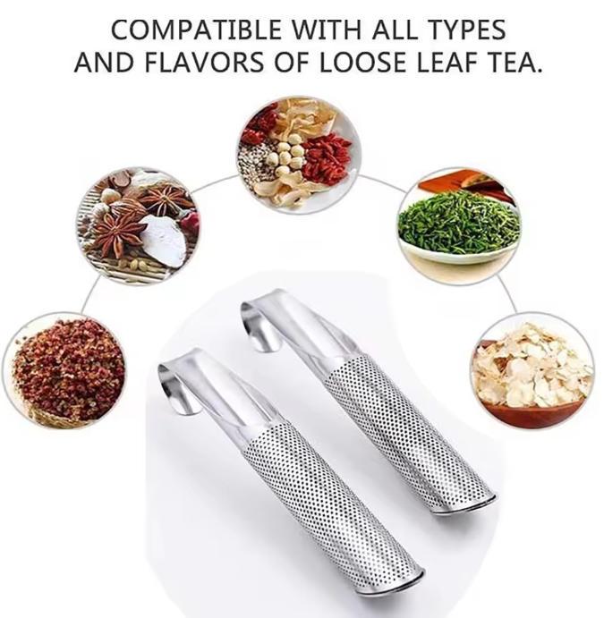 2pcs Portable Home Tea Accessories Filter Stainless Steel Tea Maker Piping Design Tea Spoon Brewer Long Handle Metal Creative Cup