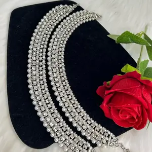 Desi Beautiful Silver Anklets