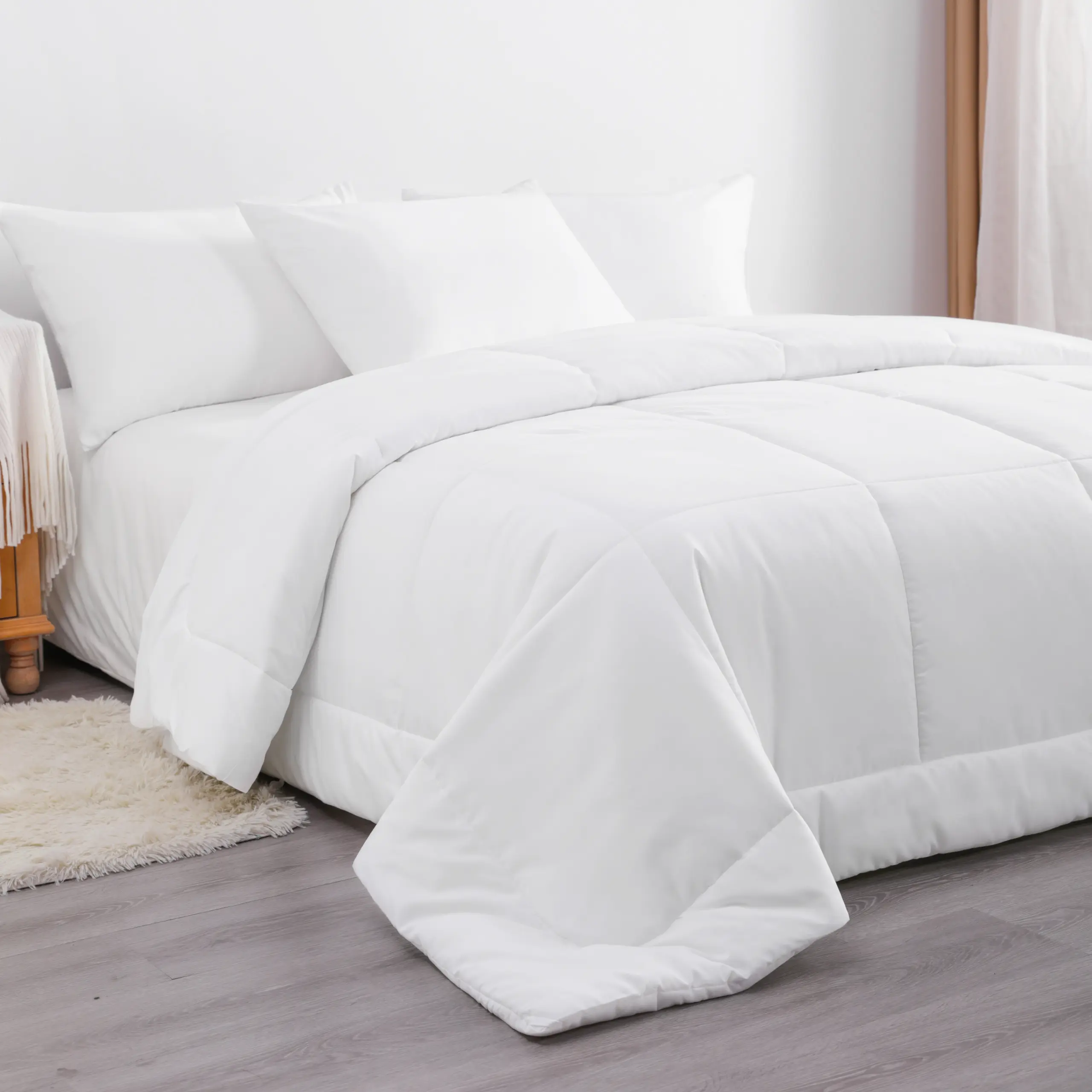 Bedsum Ultra Soft Down Alternative Duvet - Quilt with Box-Stitched Design, Breathable Warm Bedding, Lightweight All-Season Hotel-Like Comfort, Machine Washable, OEKO-TEX Certified Single Bedding
