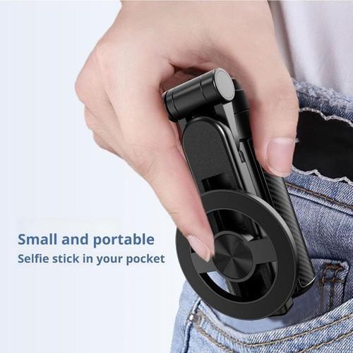 4-in-1 Magnetic Mini Selfie Stick Tripod with 360° Rotation, Wireless Bluetooth Remote & Phone Holder, Extendable up to 15", Compatible with iPhone/Android for Selfies, Video, and Vlogging