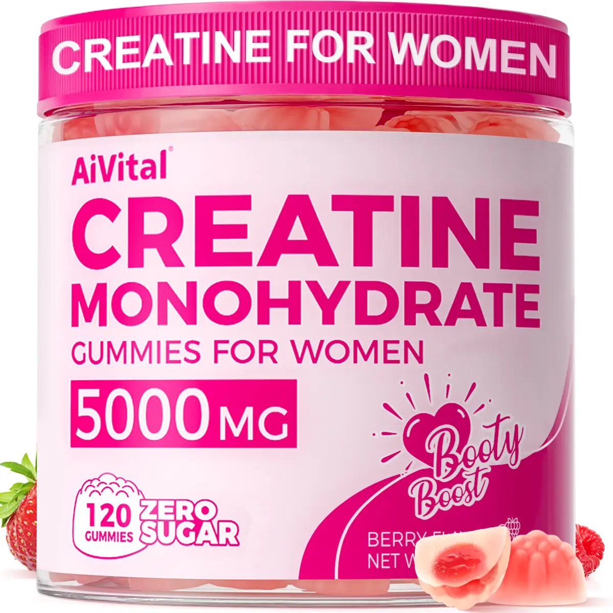 AiVital Zero Sugar Creatine Gummies for Women – Energy Boost + Cognitive Support + Post-Workout Muscle Recovery,Creatine for Women[New and old packaging shipped randomly]
