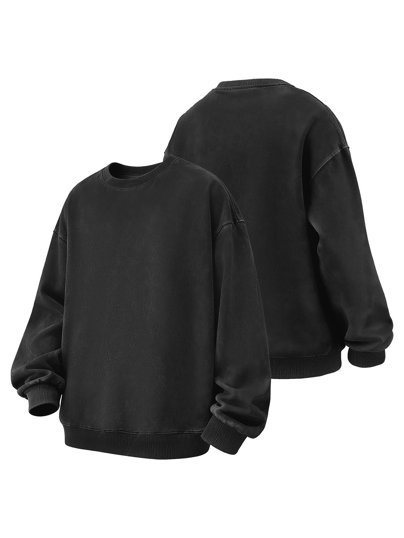 CCCMAI Men's Plain Drop Shoulder Essentials Sweatshirt Loose Fit Casual Long Sleeve Crewneck Pullover for Fall Winter Daily Wear Menswear Tops in Multiple Colors Motocross