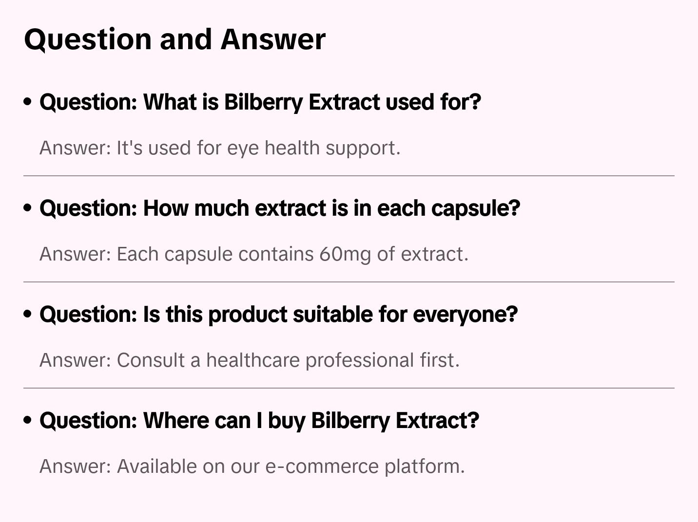 Bilberry Extract 60mg