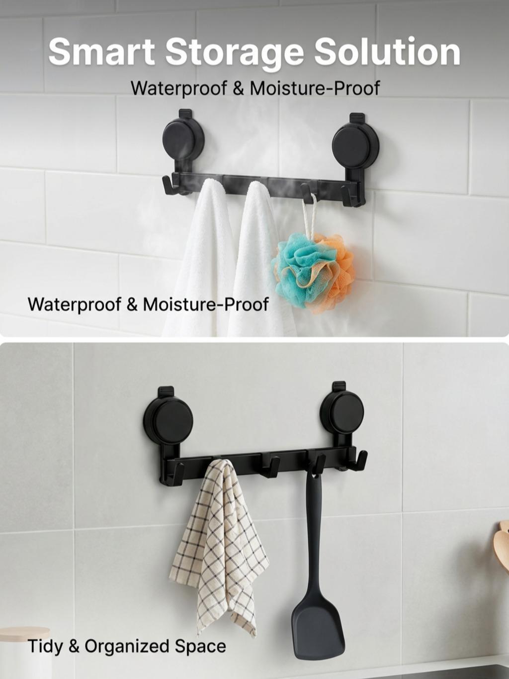 Over-the-Door Suction Cup Hook Rack – No-Drill & Removable, Heavy-Duty Load-Bearing | Bathroom & Entryway Coat Hanger Organizer