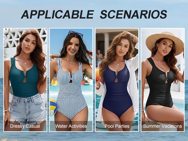 Blooming Jelly Womens Tummy Control One Piece Swimsuit Swim Suits 2026 Push Up Modest Bathing Suit