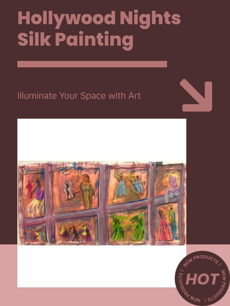 Hollywood Nights, Wall Art Contemporary Silk Painting