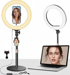 Desk Ring Light with Stand – 12'' Desktop Ring Light with Phone Holder for Video Recording, Circle Light for Computer, Zoom Meeting, Video Conference Lighting, Video Calls, Podcast, Streaming, Super Bowl, Valentine's SuperBowl