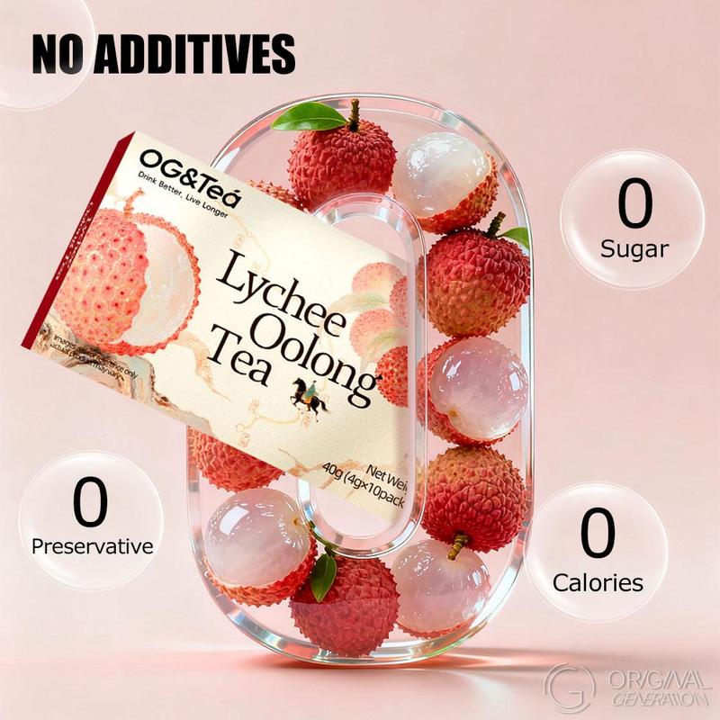 BOGO 2 Cartons Lychee Oolong Tea (1Carton 40g 4g×10pcs)×2 Cold Brew With Real Lychee Inside No Sugar No Artifical Flavor With Lychee Pear And Oolong Tea
