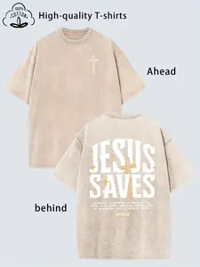 Men'S Vintage Distressed Fashion T-Shirt | High-Quality Heavy Washed, Front and Back Pattern Print, Round Neck Loose Fit, Short Sleeve, Washed, Plus Size for Men and Women, Casual Style, Ideal for Spring/Summer/Fall, Crew Neck, New Year Gif