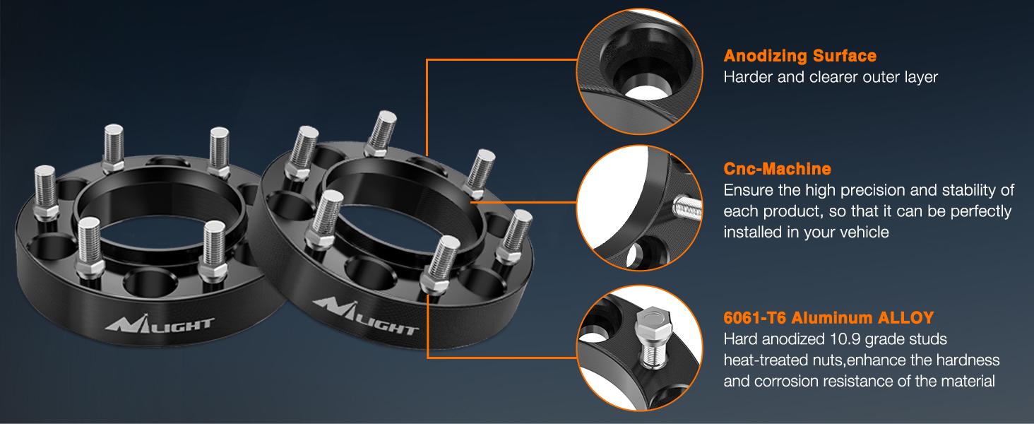 Nilight 6x5.5 Wheel Spacers,Hub Bore 106mm Hub Centric Wheel Spacers Fit for 1995-2023 Toyota Tacoma 4Runner FJ Cruiser Tundra Fortuner Sequoia 2013 2014 2015 2016 2017 2018 2019 2020 2021 2022 2023