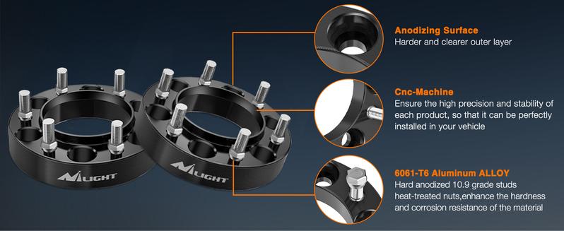 Nilight 6x5.5 Wheel Spacers,Hub Bore 106mm Hub Centric Wheel Spacers Fit for 1995-2023 Toyota Tacoma 4Runner FJ Cruiser Tundra Fortuner Sequoia 2013 2014 2015 2016 2017 2018 2019 2020 2021 2022 2023