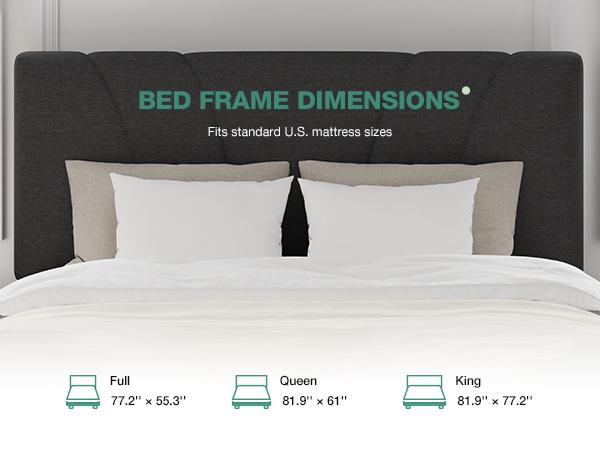 Novilla  Bed Frame Upholstered Platform Full/Queen/King Bed Frame with Adjustable Headboard, Strong Weight Capacity, No Box Spring Needed, Easy Assembly, Grey Modern Unique Bedroom Furniture,Holiday Haul