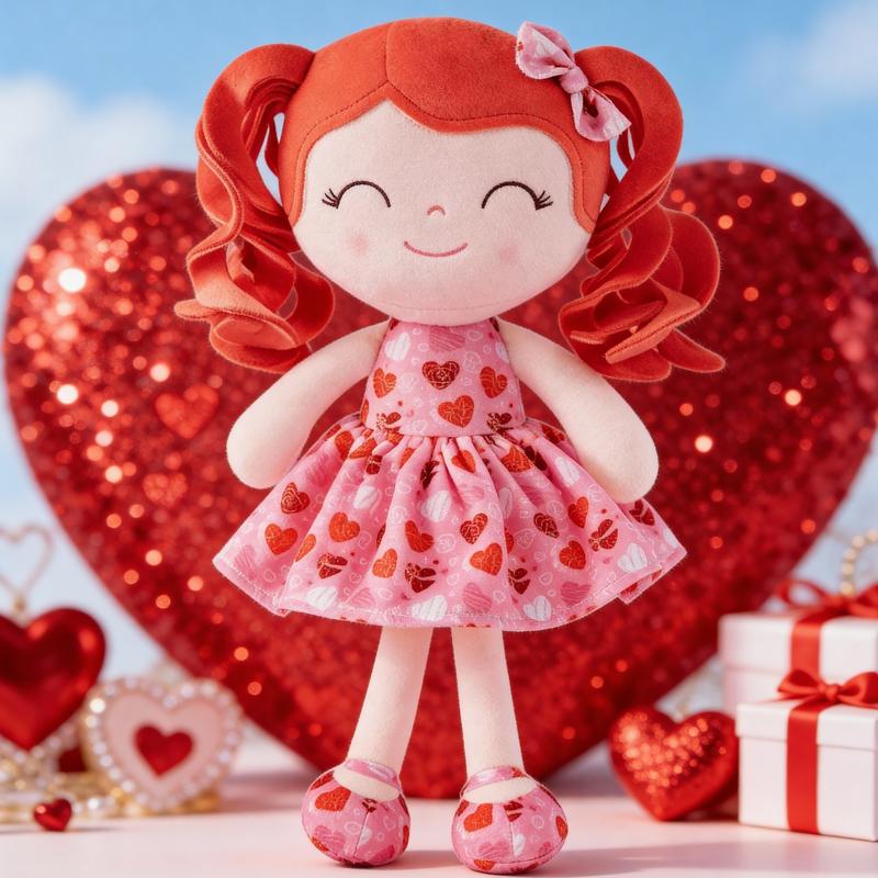 Gloveleya Valentine gift Doll Plush Baby Dolls Baby Girl Gift Soft Pink Cuddle Doll Cute Heart Dress Princess Toy Romantic Valentine’s Day Gift Idea for Kids 0–6 Years Sweet Love Present for Daughters Toddlers Birthday Holiday Surprise Room Decor